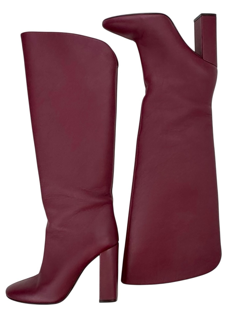 Sézane Amandine Boots Burgundy Leather Size 39 US 8-8.5 ARCHIVE RARE w/ Box - Picture 4 of 12